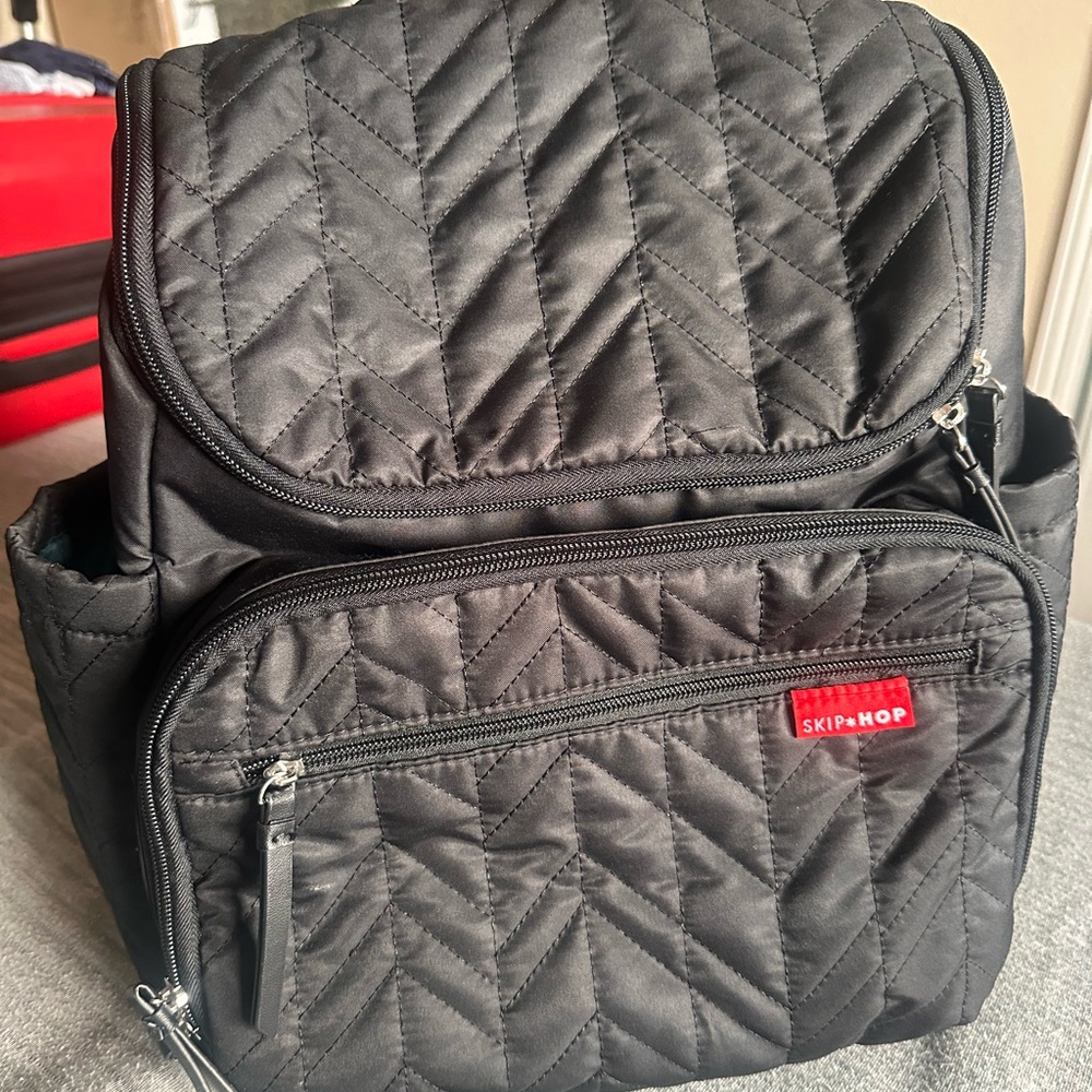 Skip Hop Black Quilted Backpack with Front Pocket